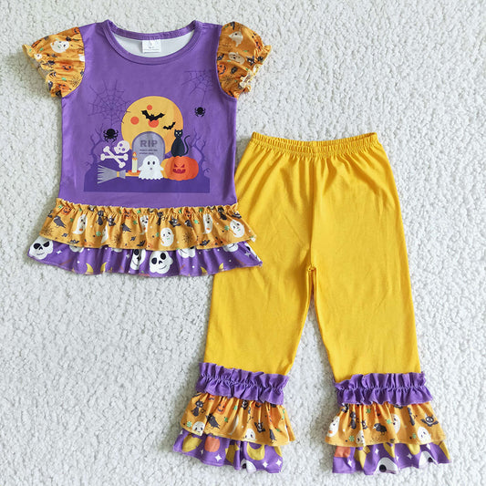 Baby girls Halloween ghost pumpkin pants sets