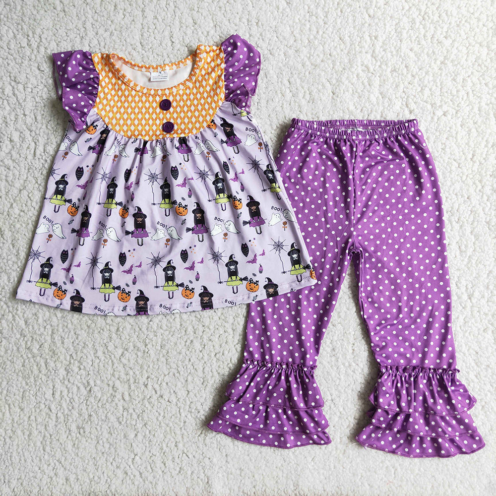 Halloween purple ruffle pants sets