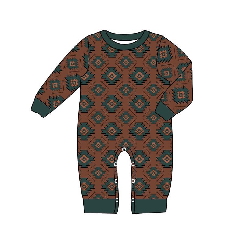 Baby boys western aztec fall rompers