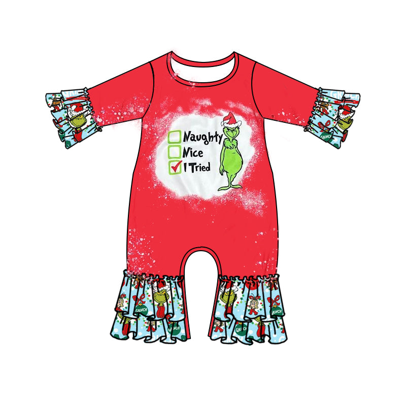 Baby girls Christmas naughty green rompers