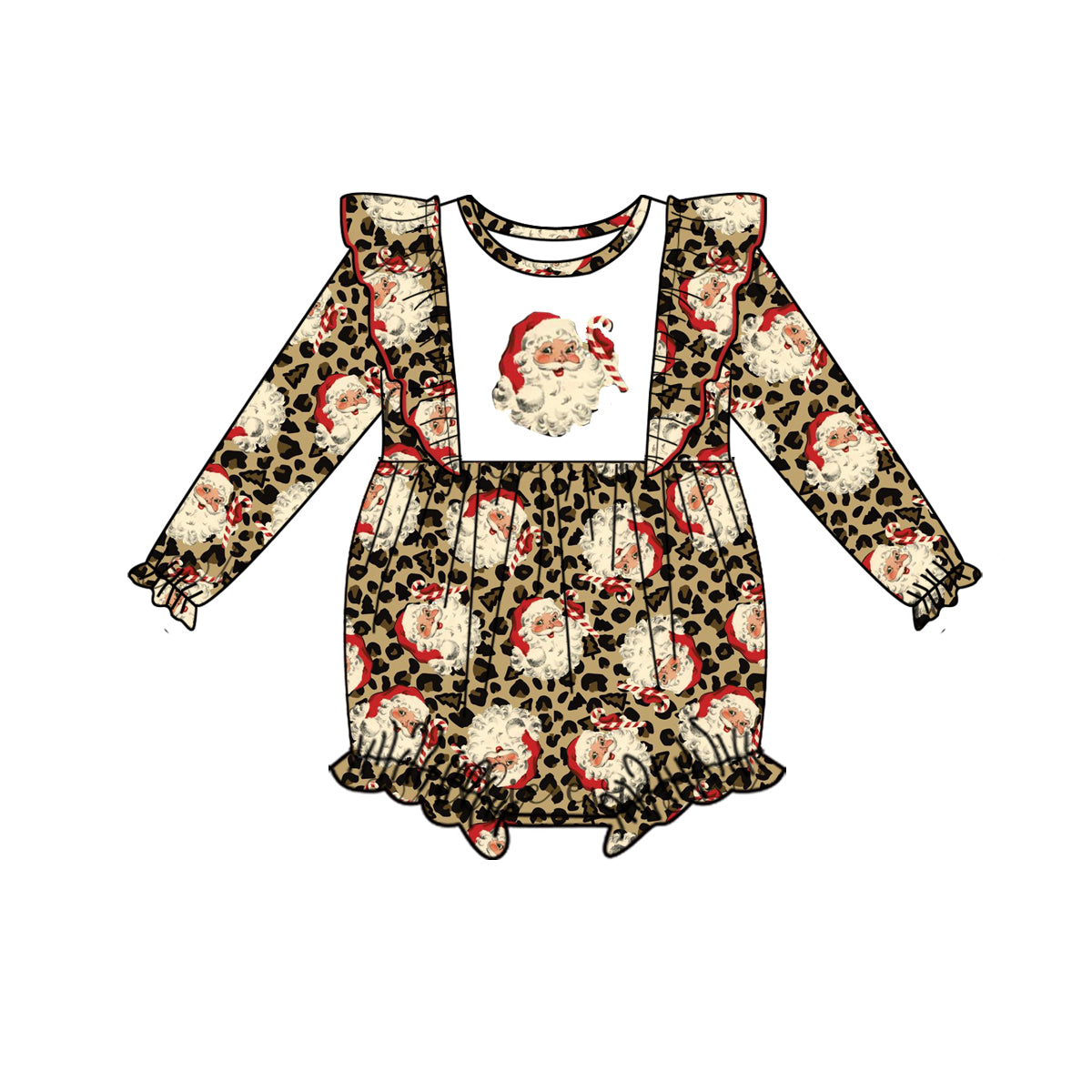 Baby girls Christmas leopard santa rompers