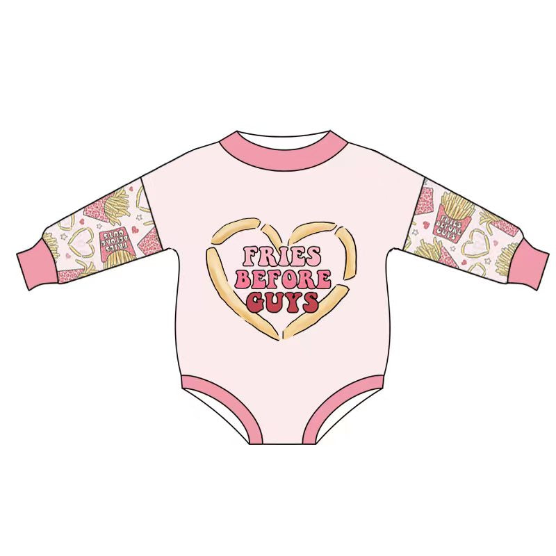 Baby Girls Fries Valentines rompers