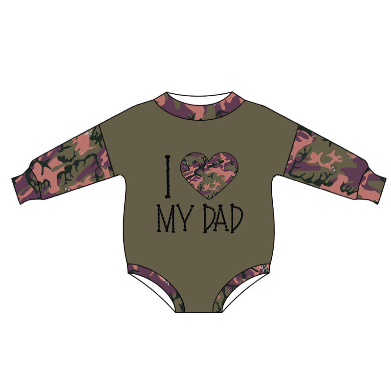 Baby Girls I love dad camo rompers