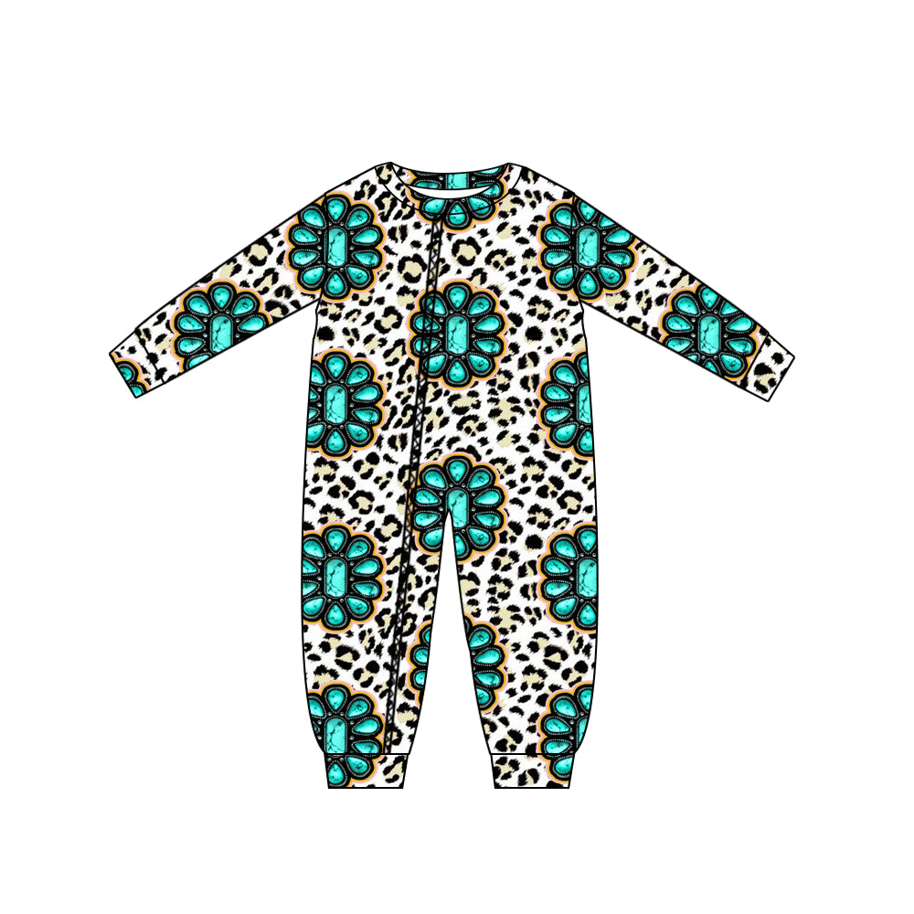 Baby Infant Diamond Leopard Western rompers