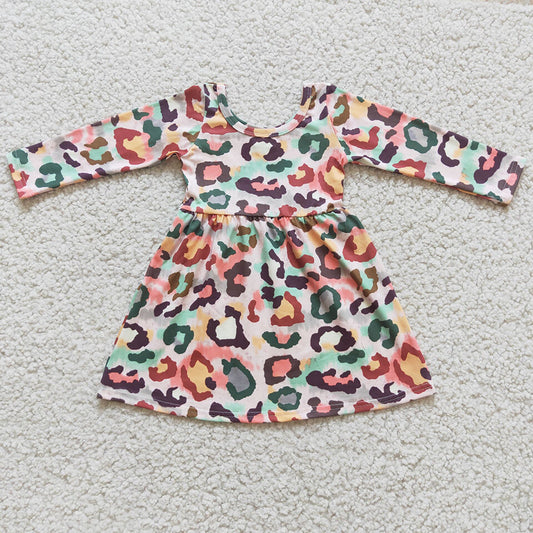 Baby girls colorful leopard knee length dresses