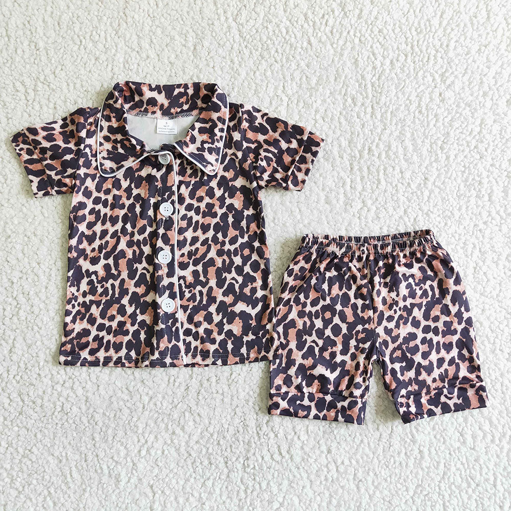 Baby girls leopard summer pajamas