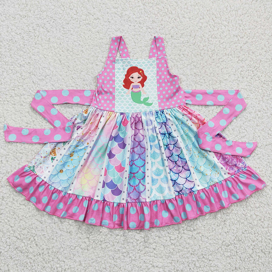 Baby Girls Summer Mermaid Strap Twirl Knee Length Dresses