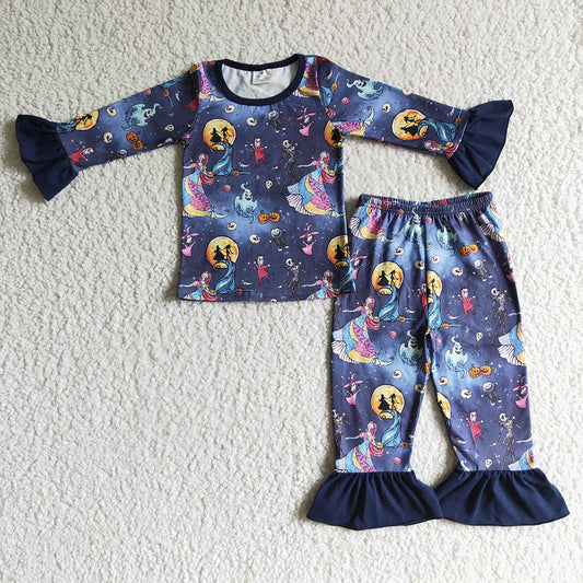 Baby girls halloween long sleeve pajamas clothing sets