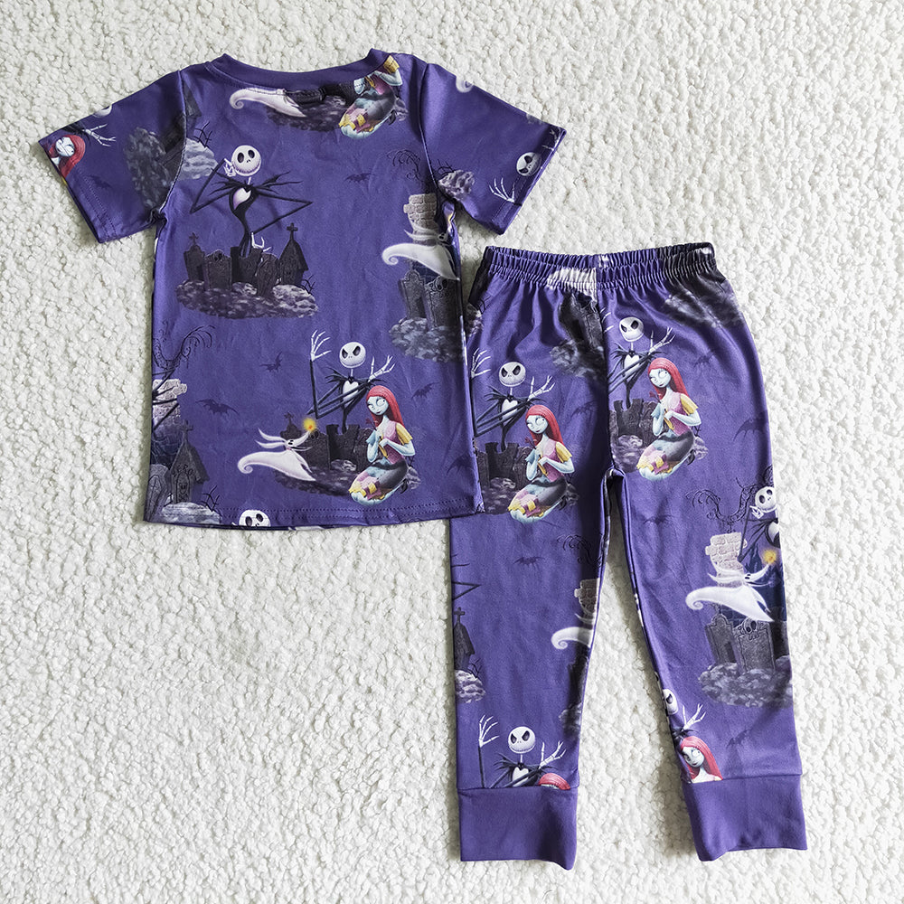 Halloween boys short sleeve shirt pajamas legging sets