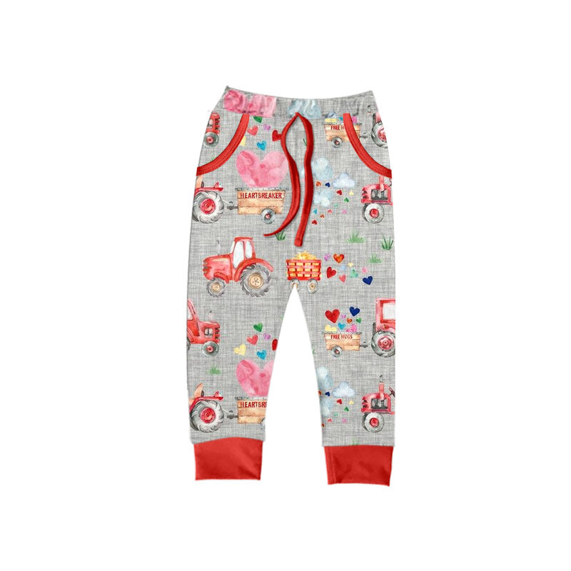 Baby Boys Valentines heart tractor pants