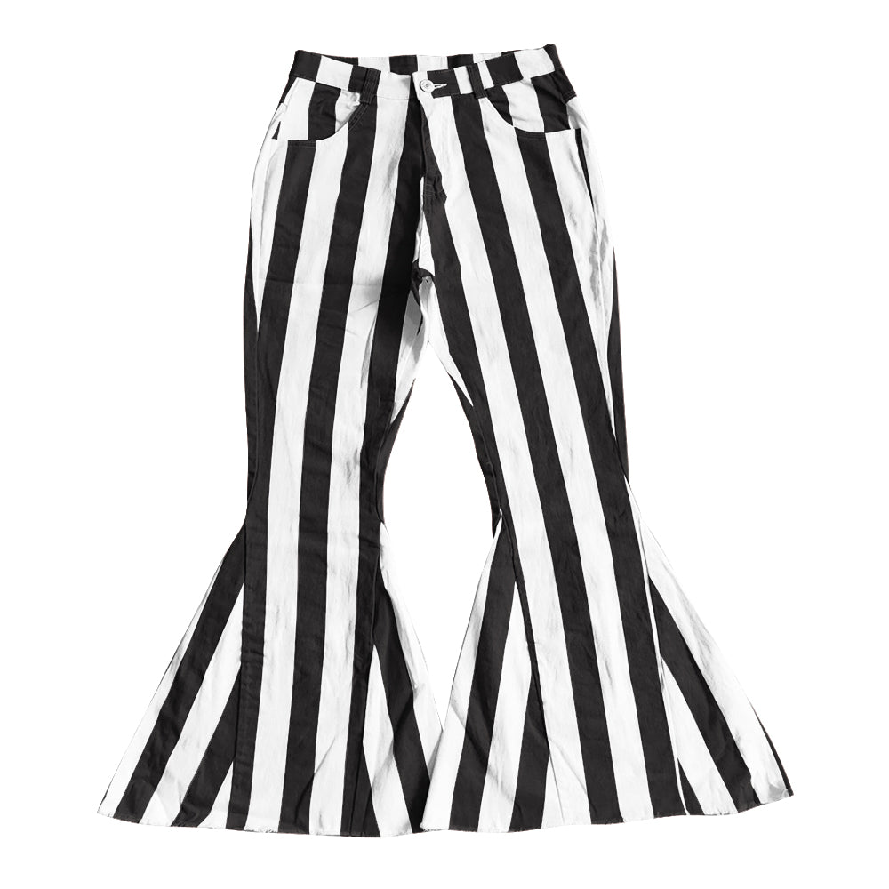 Baby Girls black white stripe denim pants jeans