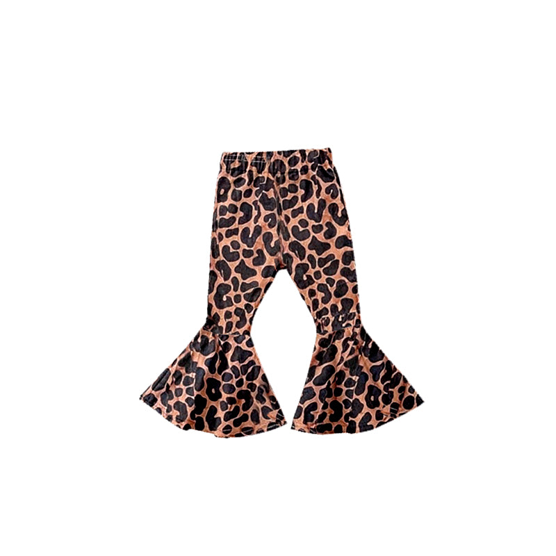 Baby Girls Western Leopard Bell Bottom Pants 9