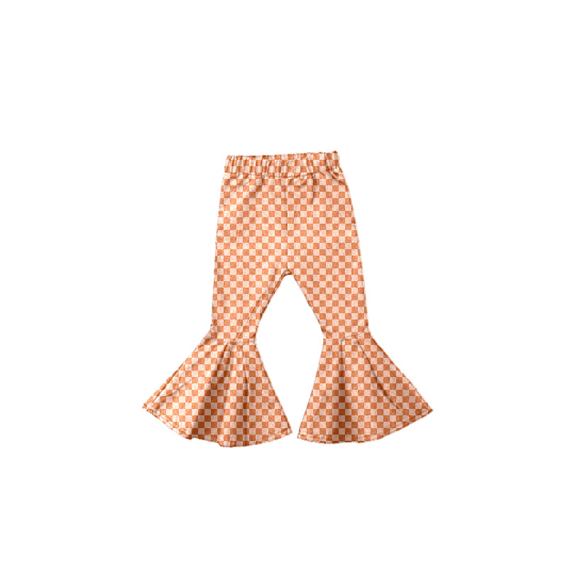 Baby Girls Western Orange Checks Bell Bottom Pants 6