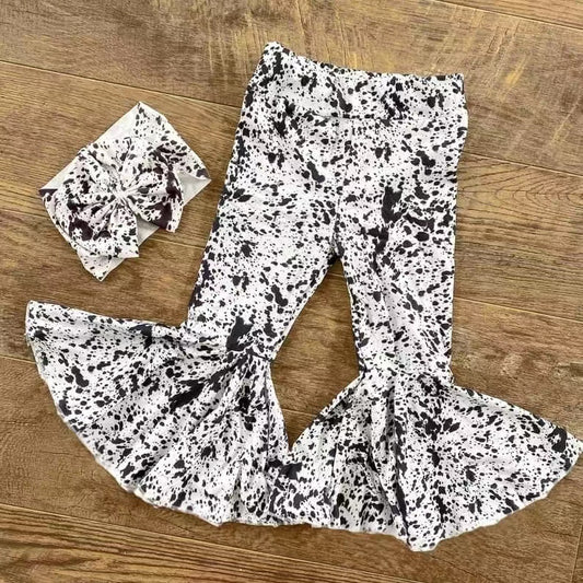 Baby Girls Cows Print Bell Bottom Flare pants preorder