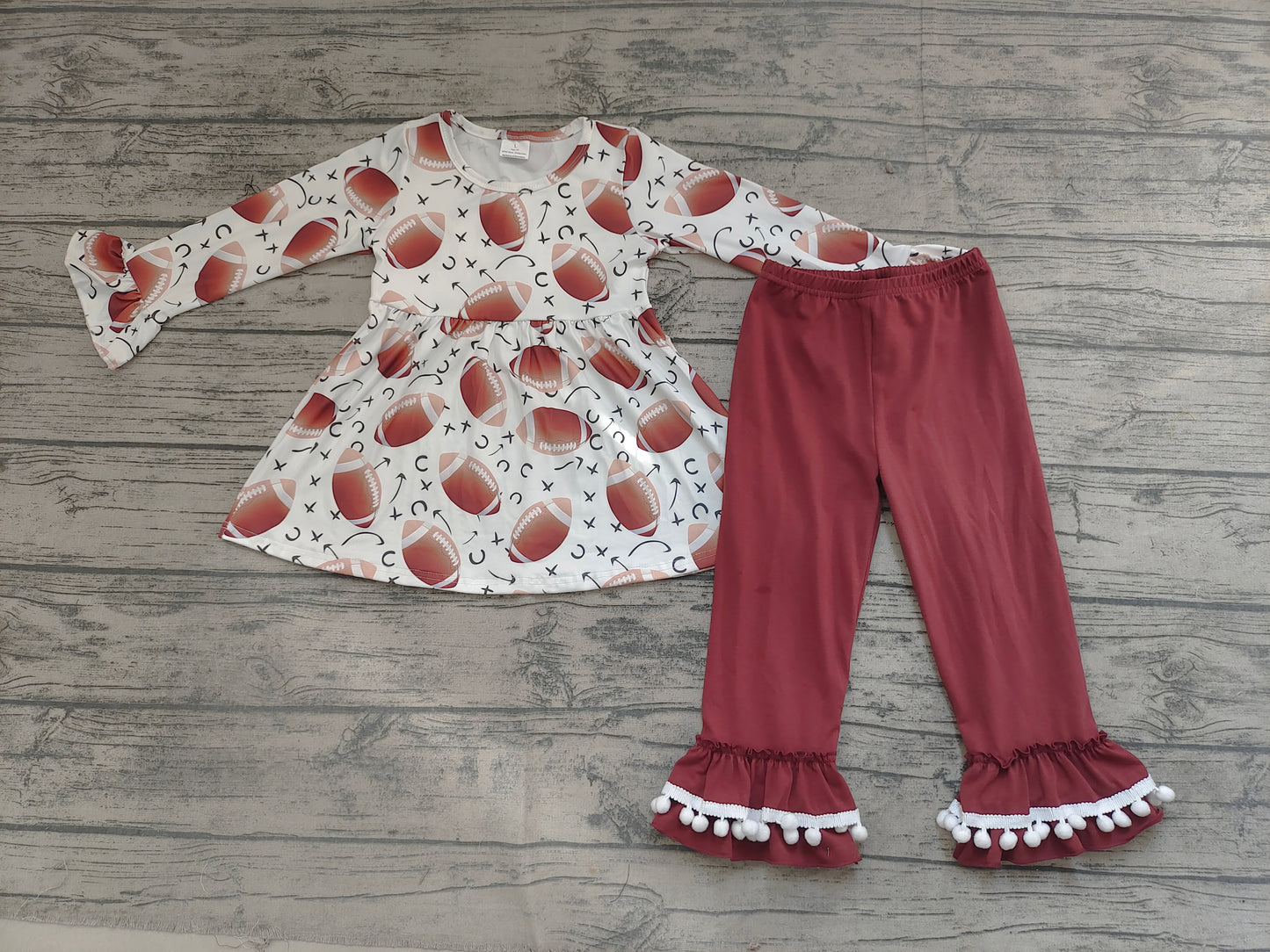 Baby girls baseball brown ruffle fall pants clothes sets