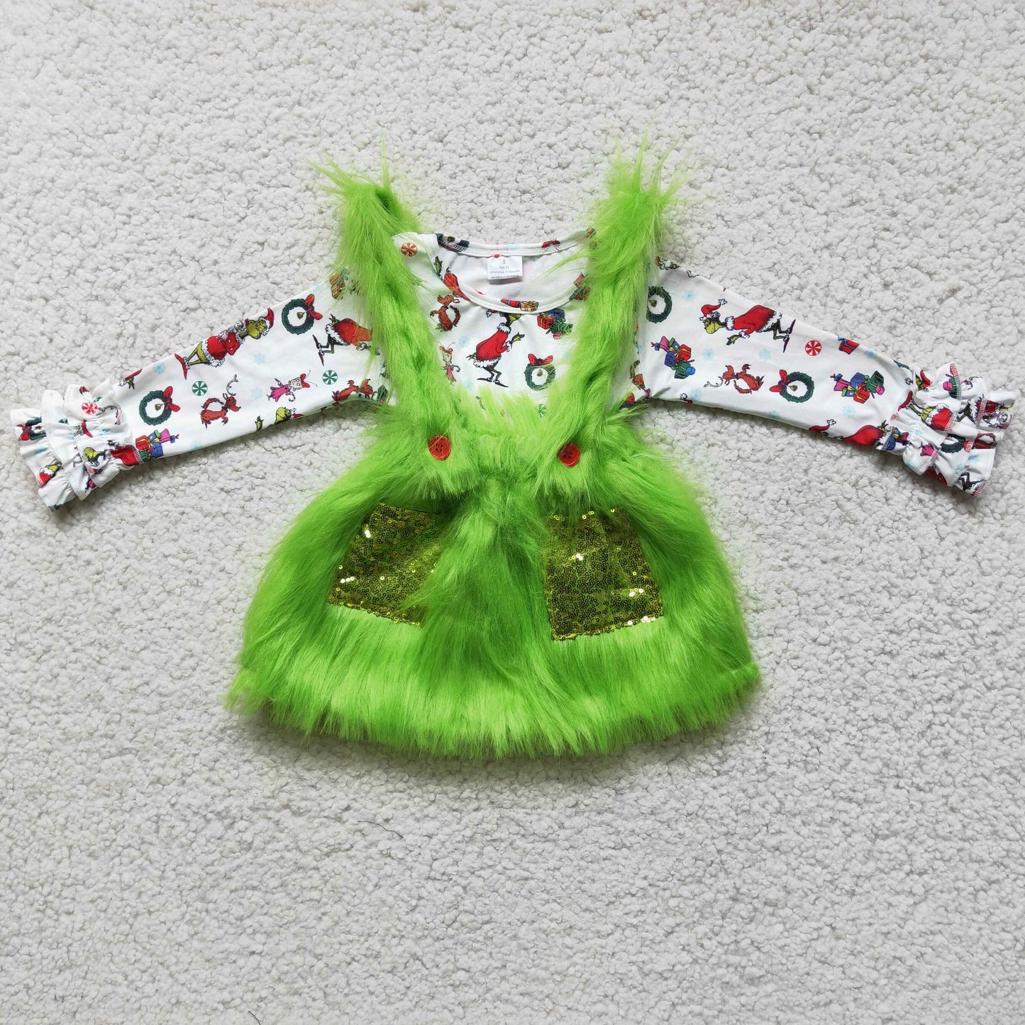 Baby Girls Hot Frog Fur Christmas skirt 2pcs sets