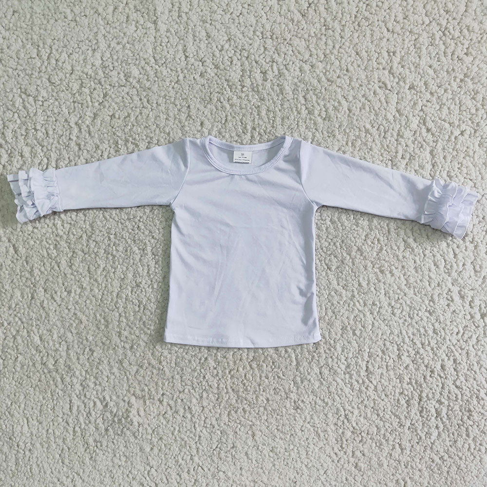 White icing ruffle long sleeve T-shirts