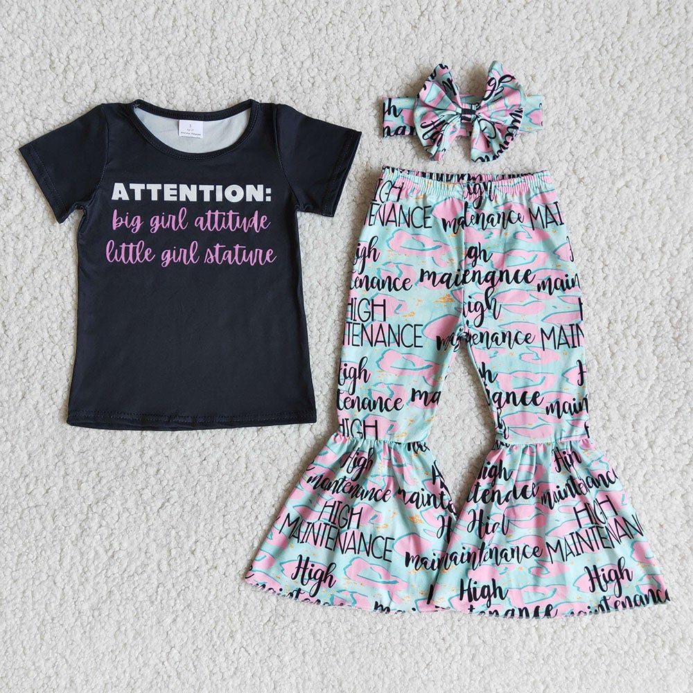 Baby girls attention bell outfits clothing sets-(can choose bow here)