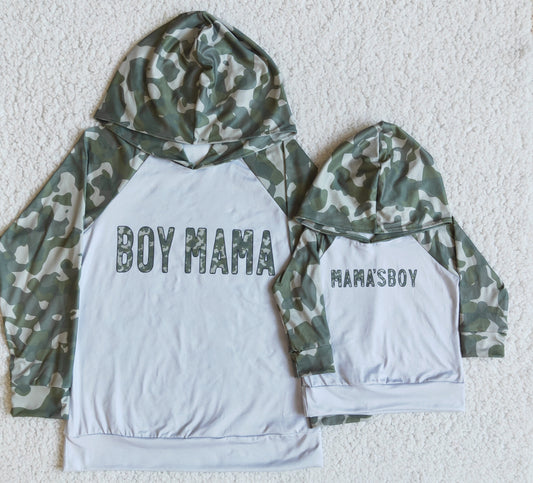 Baby boys mama's boy camo hooded shirt tops