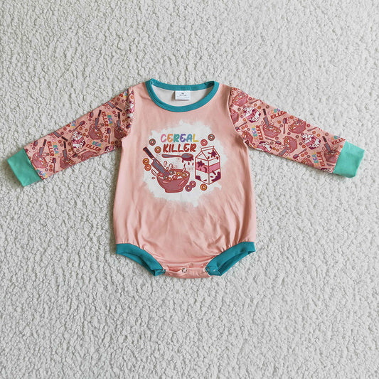 Baby girls long sleeve pink donuts rompers