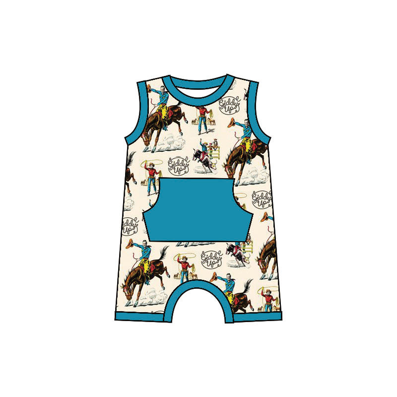 Baby boys summer western sleeveless rompers