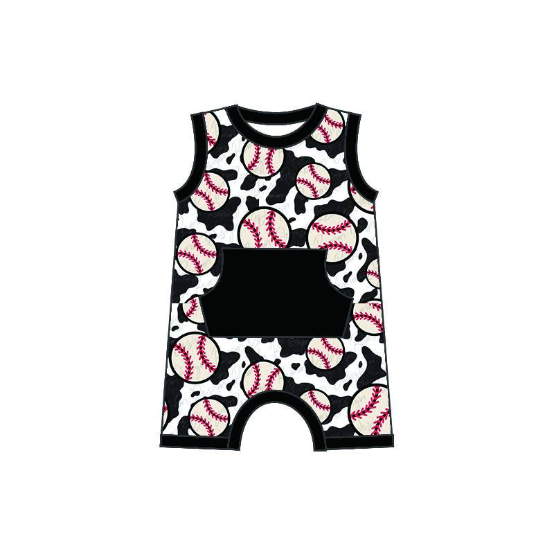 Baby boys summer baseball rompers