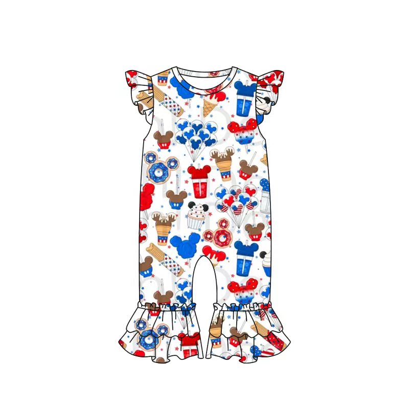 Baby girls castle 4th of July rompers
