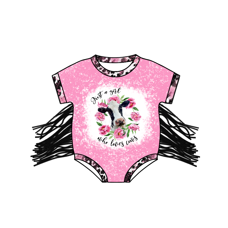 Baby Girls Pink cow floral Rompers