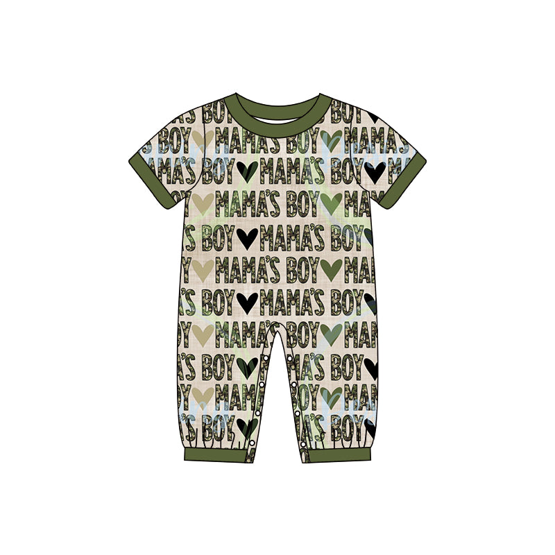 Baby Boys Mama's Boy Green Pockets rompers