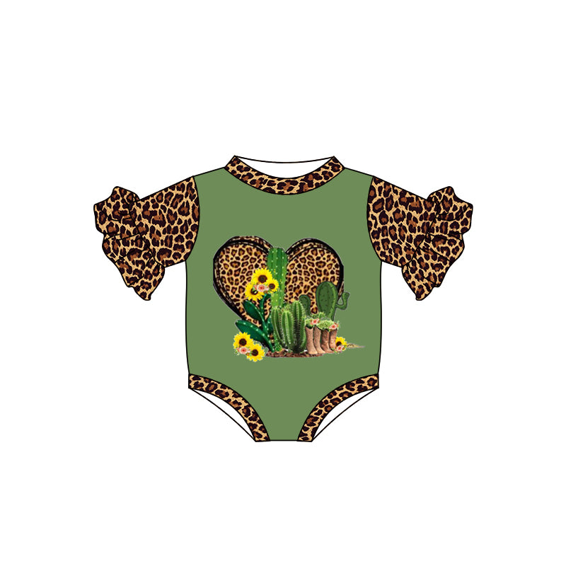 Baby Girls Cactus Leopard Western rompers preorder