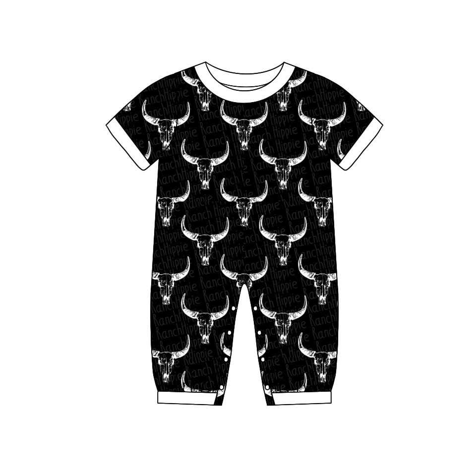 Baby Infant Black Cow Western rompers