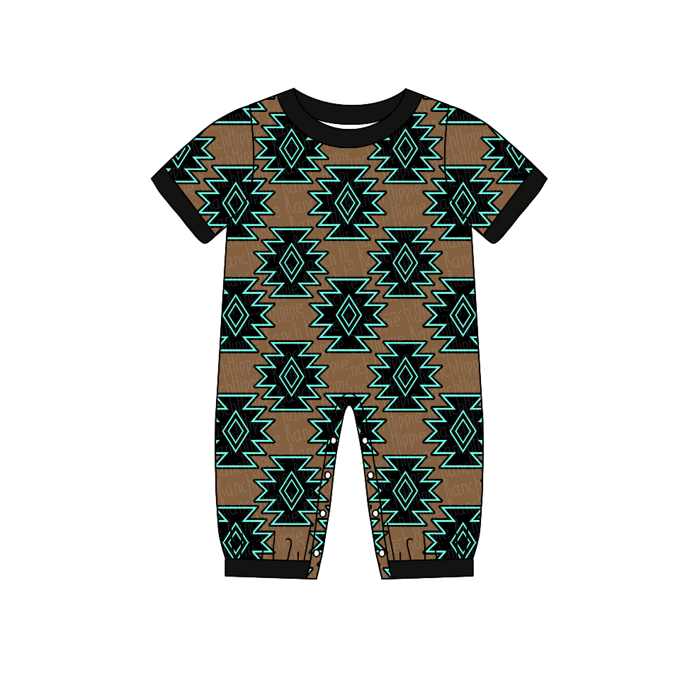 Baby Infant Diamond print Western rompers preorder