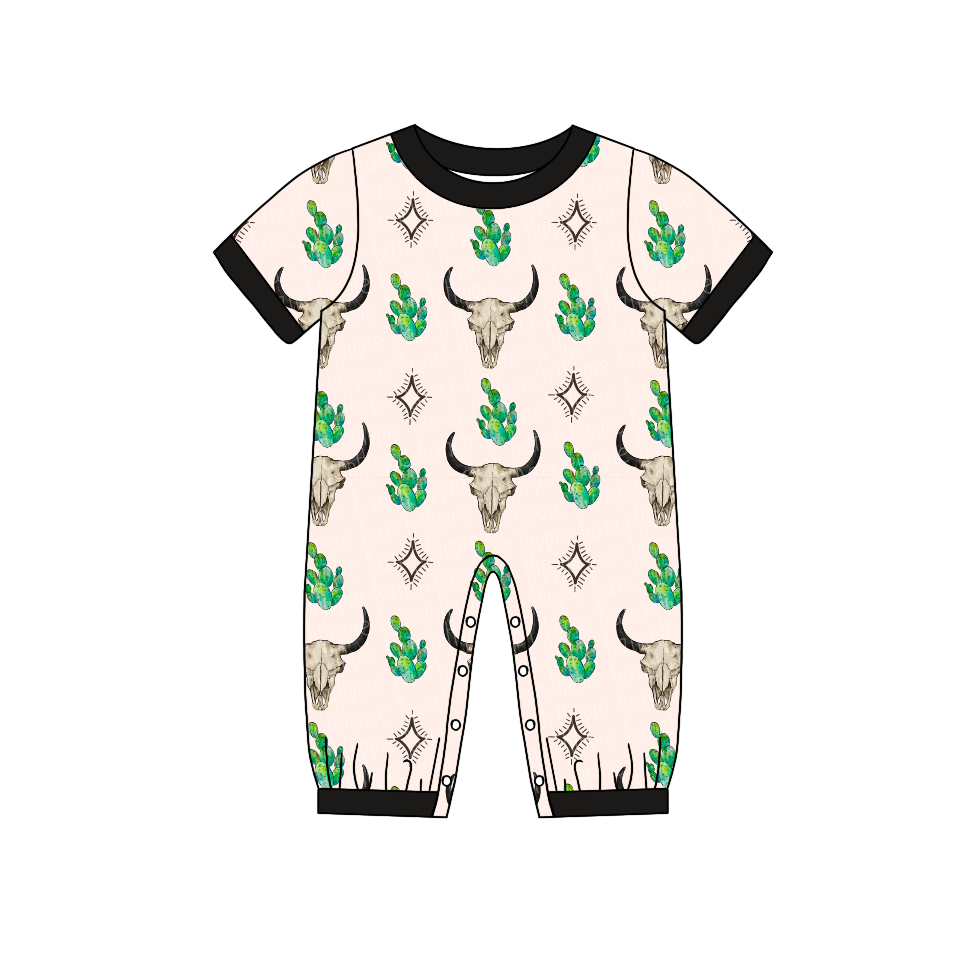 Baby Infant Cow Cactus Western rompers