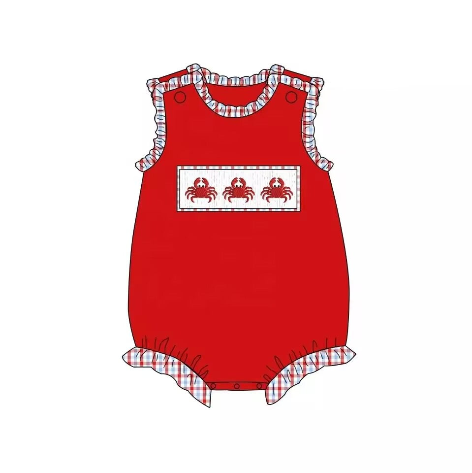 Baby Girls Summer Crab rompers