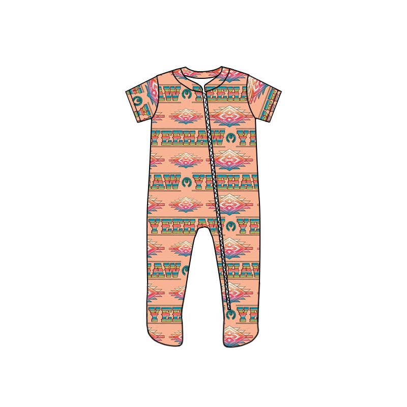 Western Words baby infant zip footie rompers preorder