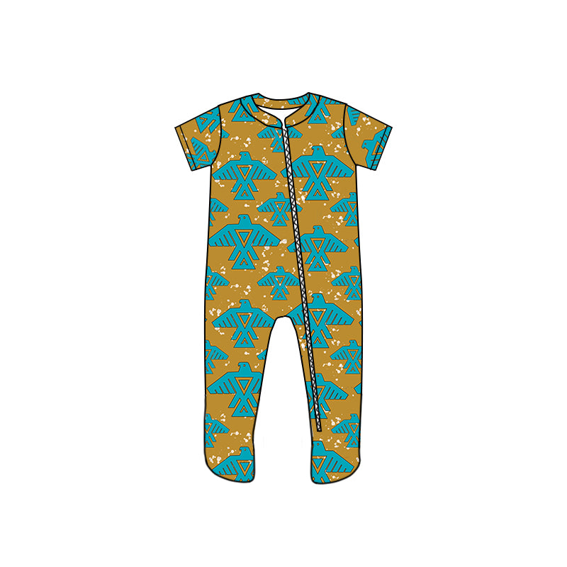 Baby Boys Western Bird Footie Zip rompers preorder