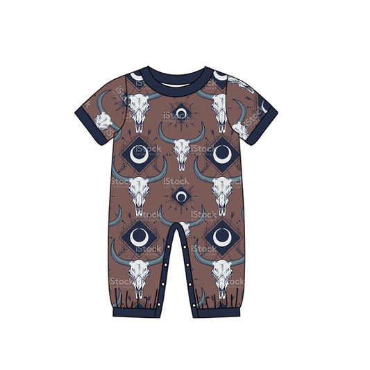 Baby Boys Cow Skull rompers preorder