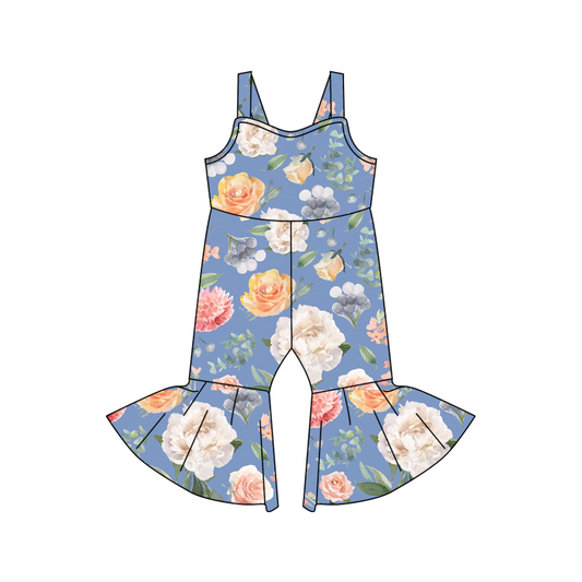 Baby Girls Blue Flowers Strap jumpsuits preorder