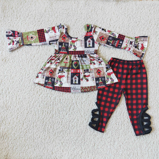 Snowman tunic cross legging sets