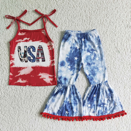 Baby girls 4th of July star pants bell sets