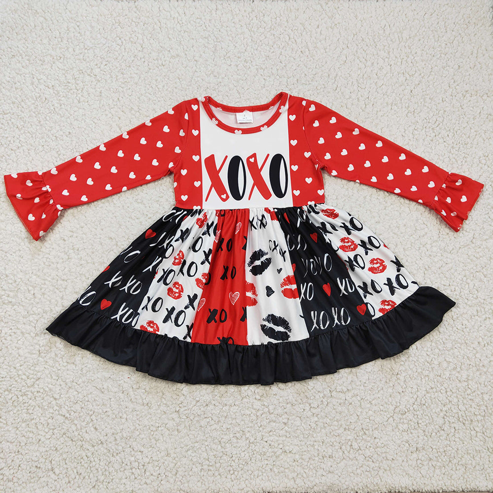 Baby Girls Valentines xoxo knee length twirl Dresses