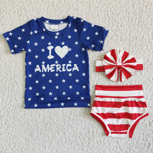 Baby girls 4th of july bummie sets(can choose headband here)