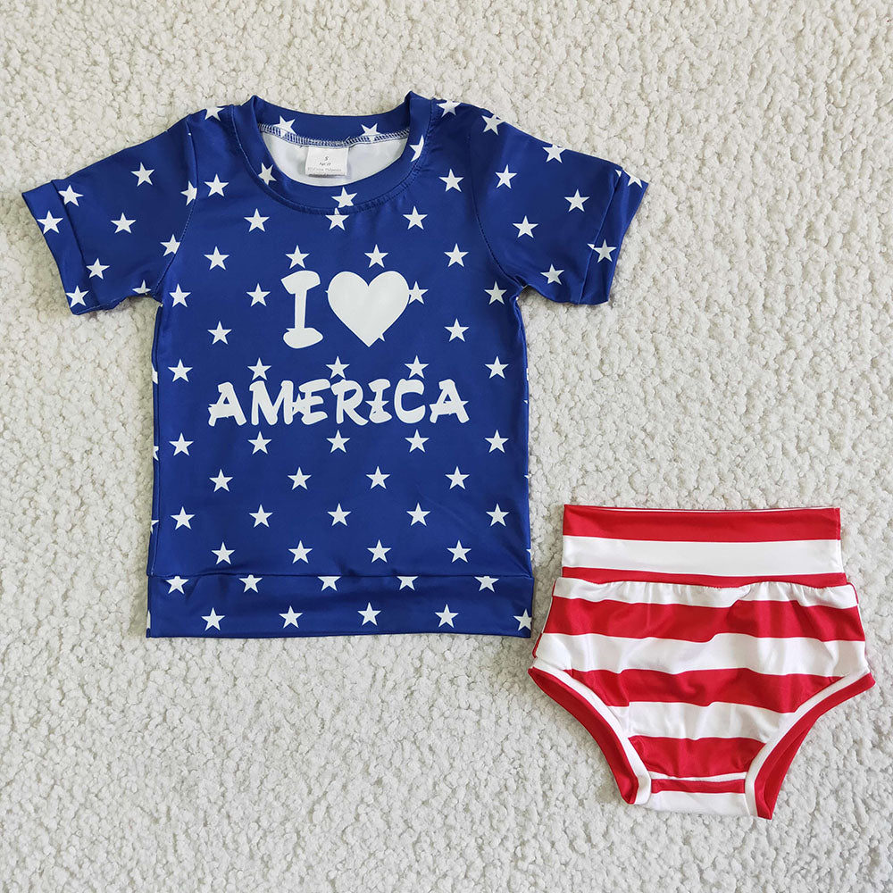 Baby girls 4th of july bummie sets(can choose headband here)