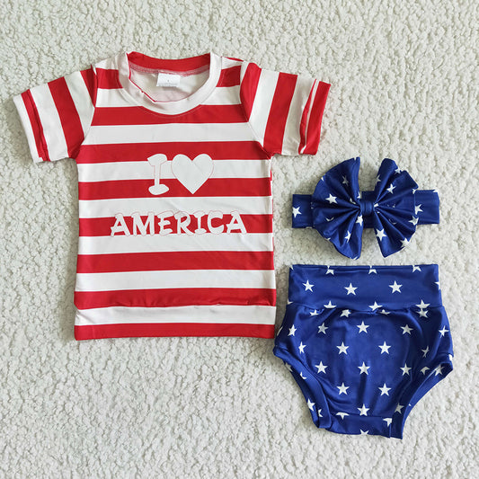 Baby girls 4th of july summer bummie sets(can choose headband here)