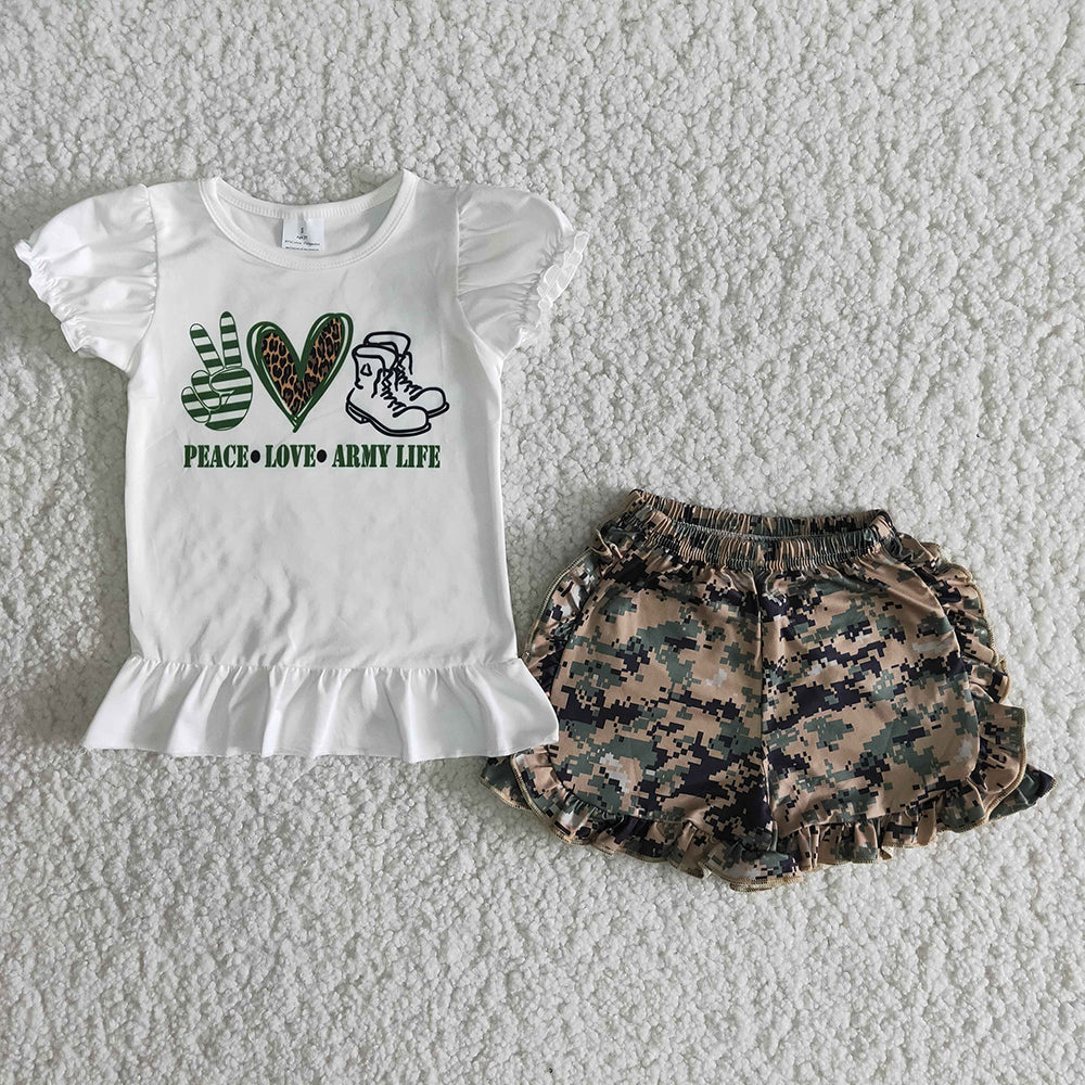 LOVE Camouflage Shorts sets