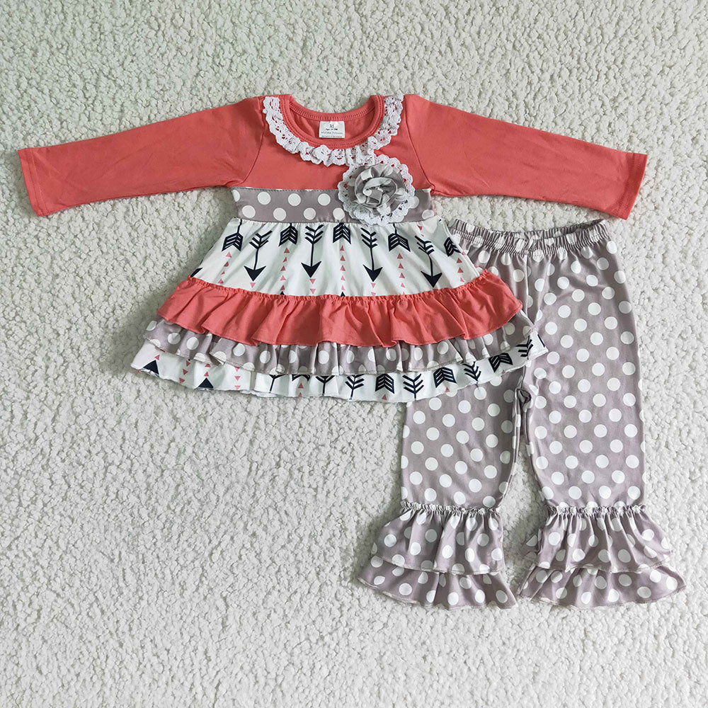 Baby Girls Arrow ruffle dots legging fall sets