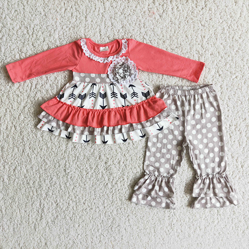 Baby Girls Arrow ruffle dots legging fall sets