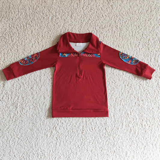 Baby boys red aztec long sleeve pullovers Tops