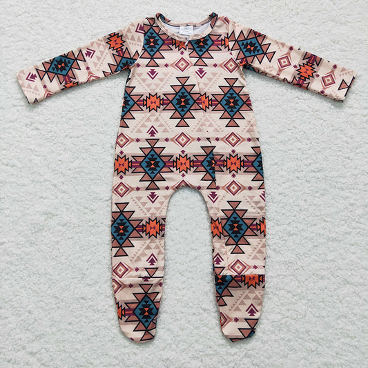 Baby Girls Aztec Zip Western rompers