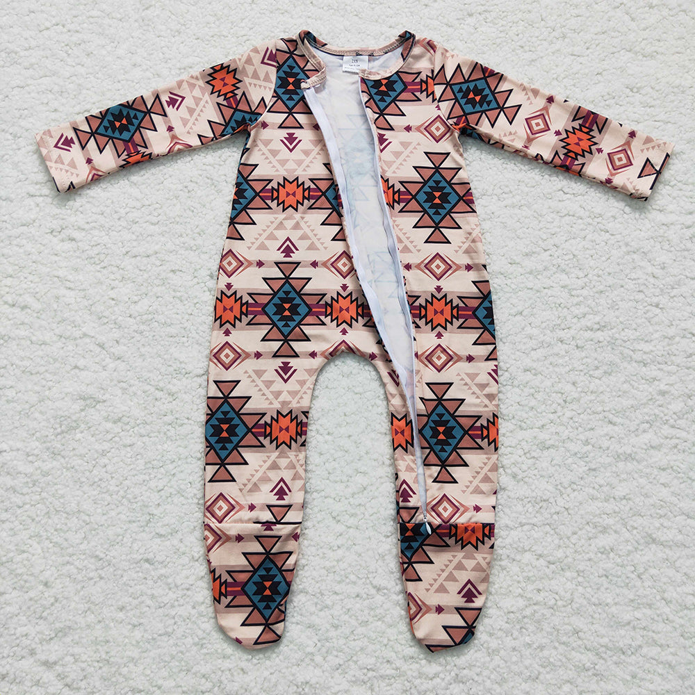 Baby Girls Aztec Zip Western rompers